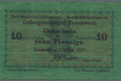 Traunstein-1917-Kriegsgefangenengeld-10-Pfennig